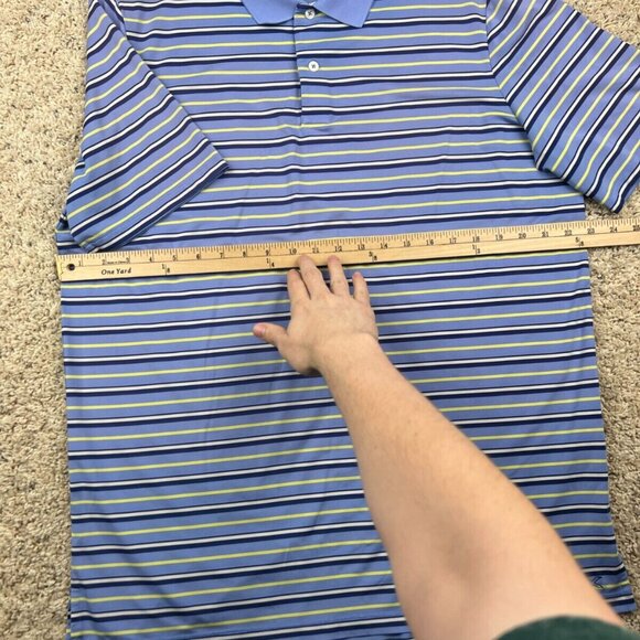RLX Ralph Lauren Men Golf Polo Shirt Blue Yellow Striped Short Sleeve Large - Picture 8 of 11